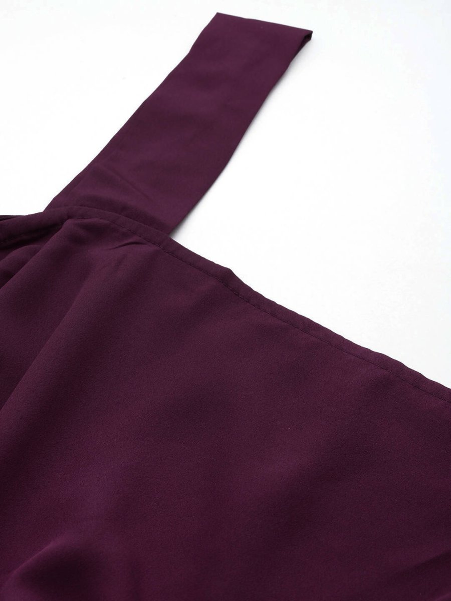 Ahalyaa Women's Traditional Wear Co-ords - Burgundy - Swadesiicart