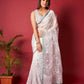 Vamsee White Organza Saree - Swadesiicart