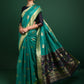 Vishnu Weaves Women's Rama Tussar Silk Zari Woven Saree with Blouse - Swadesiicart