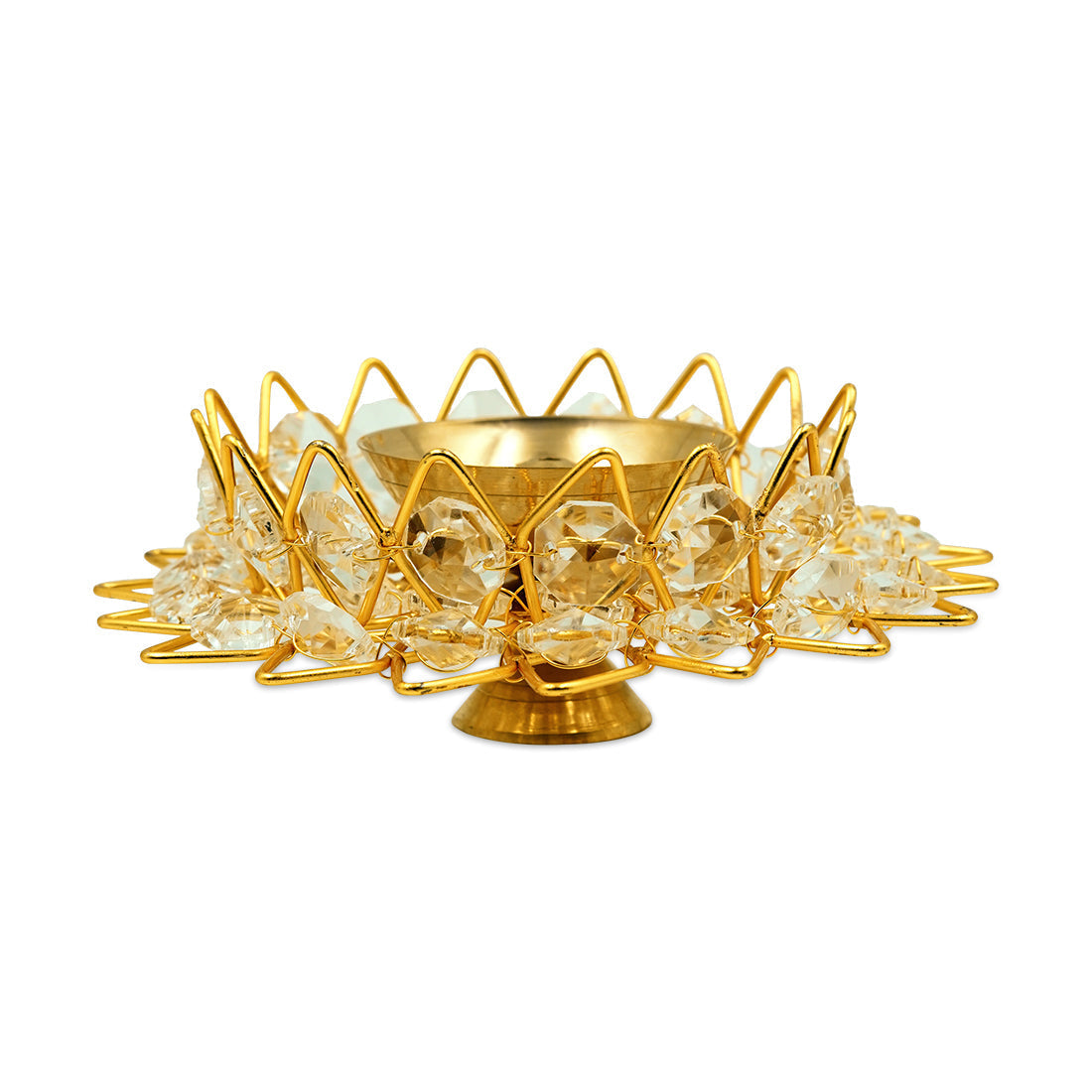 Shubhkart Nitya Brass Pukhraj Crystal Pyali Diya - Medium | Swadesiicart