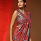 Peach Pure Georgette Sequence work Ready to wear Saree with stitched Blouse - Nirvana | Swadesiicart
