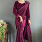 Vastranavya Wine Rangoli Silk Swarovski work Ready to Wear Saree | Swadesiicart