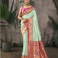 Vishnu Weaves Women's Sea-Green Paithani Silk Saree with Blouse - Swadesiicart