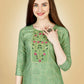 Jyoti Fashion Women's Sea Green Viscose Rayon Embroidered Kurta Pant Set | Swadesiicart