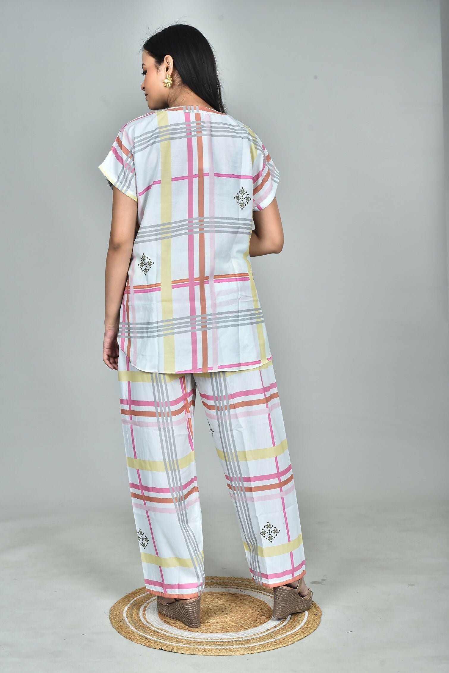 Morchari Digital Print Semi Muslin Co-Ord Set Top & Trouser-Multicolor - Swadesiicart