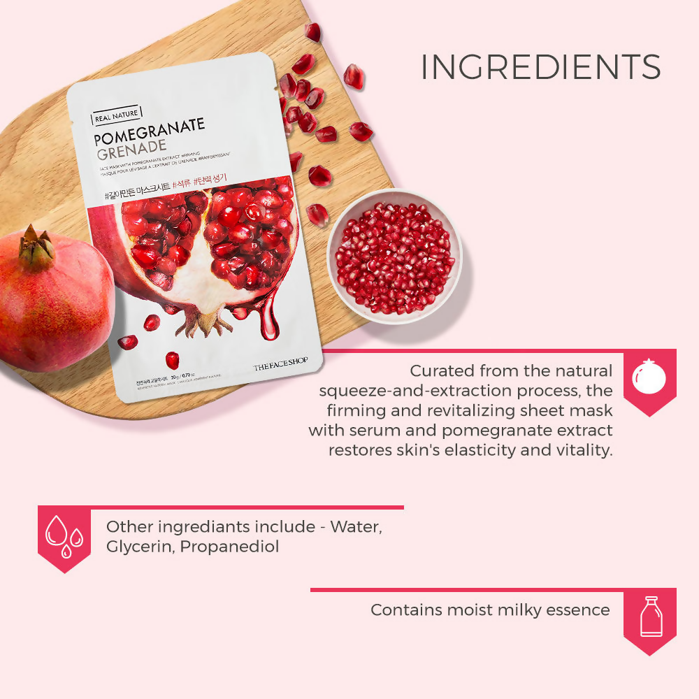 The Face Shop Real Nature Pomegranate Face Mask - Korean Skincare - Swadesiicart