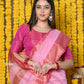 Very Much Indian Rajsi - Handloom Ari Checks Cotton Silk Saree With Golden Border - Pink | Swadesiicart