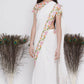 Little Bansi Floral Print Ready To Wear Saree And Floral Blouse - White | Swadesiicart