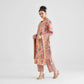 Lorenvalley Peach Cotton Slub Printed with Lace Work Kurta Set | Swadesiicart