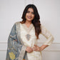 Lorenvalley Offwhite Viscose Chanderi Embroidered Multi Sequence work Kurta Set - Swadesiicart