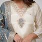 Lorenvalley Offwhite Viscose Chanderi Embroidered Multi Sequence work Kurta Set - Swadesiicart