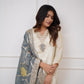 Lorenvalley Offwhite Viscose Chanderi Embroidered Multi Sequence work Kurta Set - Swadesiicart