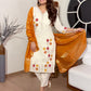Lorenvalley Cream Cotton Silk Embroidered work Kurta Set - Swadesiicart