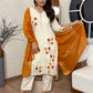 Lorenvalley Cream Cotton Silk Embroidered work Kurta Set - Swadesiicart