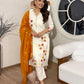 Lorenvalley Cream Cotton Silk Embroidered work Kurta Set - Swadesiicart
