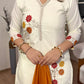 Lorenvalley Cream Cotton Silk Embroidered work Kurta Set - Swadesiicart