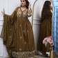 Lorenvalley Brown Cotton Silk Embroidered And Chikan Lace Work Kurta Set - Swadesiicart