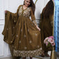 Lorenvalley Brown Cotton Silk Embroidered And Chikan Lace Work Kurta Set - Swadesiicart