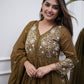 Lorenvalley Brown Cotton Silk Embroidered And Chikan Lace Work Kurta Set - Swadesiicart