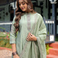 Lorenvalley Seagreen Muslin Silk Embroidered work Kurta Set - Swadesiicart