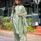 Lorenvalley Seagreen Muslin Silk Embroidered work Kurta Set - Swadesiicart