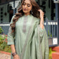 Lorenvalley Seagreen Muslin Silk Embroidered work Kurta Set - Swadesiicart