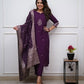 Lorenvalley Purple PV Chanderi Embroidered work Kurta Set - Swadesiicart