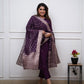 Lorenvalley Purple PV Chanderi Embroidered work Kurta Set - Swadesiicart
