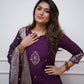 Lorenvalley Purple PV Chanderi Embroidered work Kurta Set - Swadesiicart