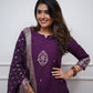 Lorenvalley Purple PV Chanderi Embroidered work Kurta Set - Swadesiicart