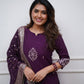 Lorenvalley Purple PV Chanderi Embroidered work Kurta Set - Swadesiicart