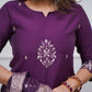Lorenvalley Purple PV Chanderi Embroidered work Kurta Set - Swadesiicart