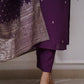 Lorenvalley Purple PV Chanderi Embroidered work Kurta Set - Swadesiicart