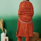 Lorenvalley Rust Muslin Silk Embroidered work Kurta Set - Swadesiicart