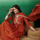 Lorenvalley Rust Muslin Silk Embroidered work Kurta Set - Swadesiicart