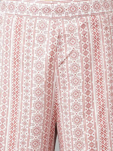 FIORRA Women's White Cotton A-line Kurta with Palazzo - Swadesiicart