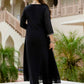 The52 Black Women's Beautiful Embroidered work Chinon Fabric with Flared Kurta, Pant and Dupatta Set - Swadesiicart