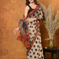 Very Much Indian Handblock Printed Cotton Saree With Natural Dyes - White | Swadesiicart