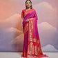 Vishnu Weaves Women's Wine Soft Silk Zari Woven Saree with Blouse - Swadesiicart
