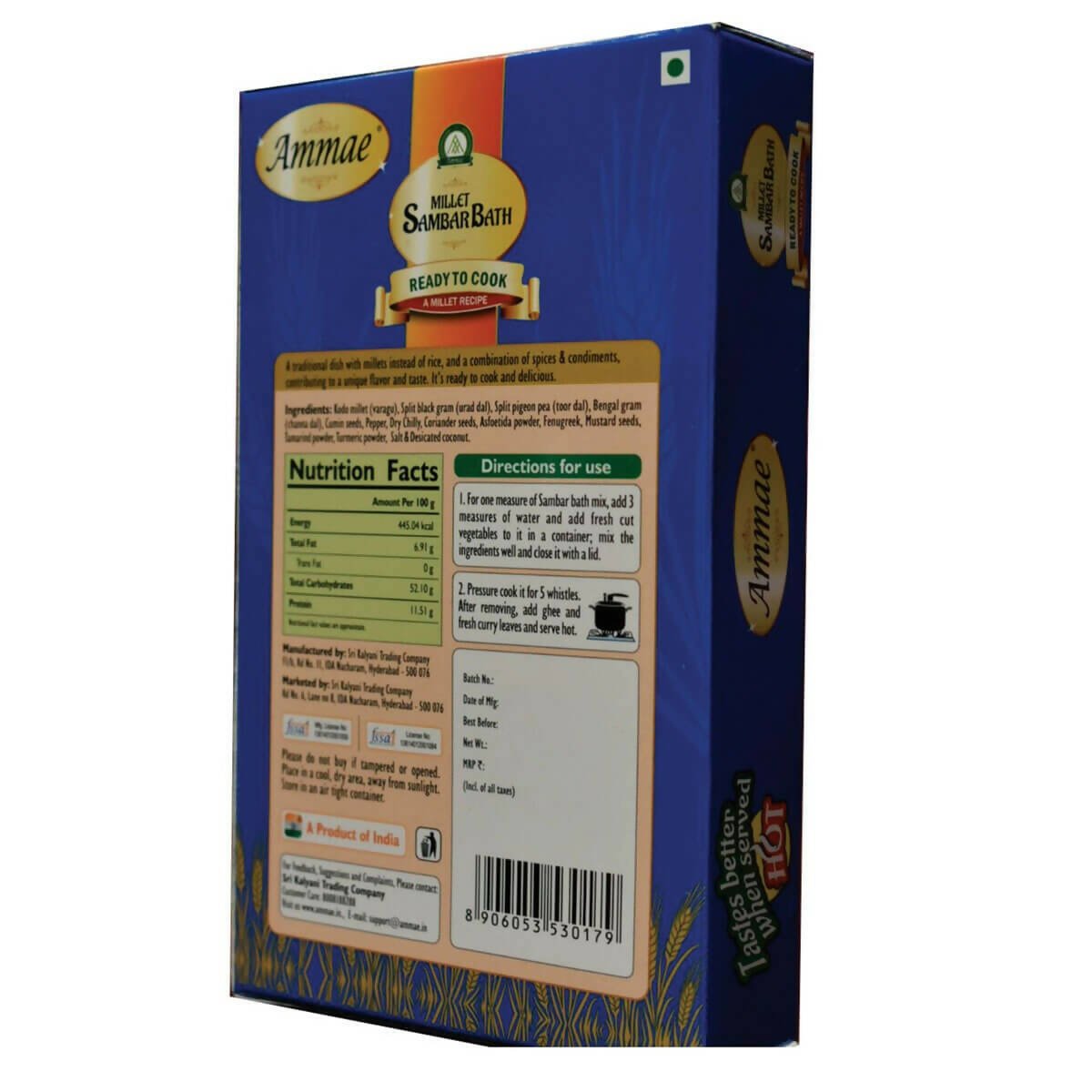 Ammae Millet Sambarbath, Ready to Cook - Swadesiicart