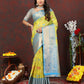 Lorenvalley Fashion Yellow Cotton Woven Design Zari Meenakari Weaving Saree - Swadesiicart
