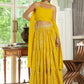 Janasya Yellow Georgette Solid Lehenga Choli Dupatta | Swadesiicart