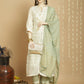 Jyoti Fashion Women's Off White Chanderi Silk Elegant Jardoshi Kurta with Trouser & Dupatta | Swadesiicart