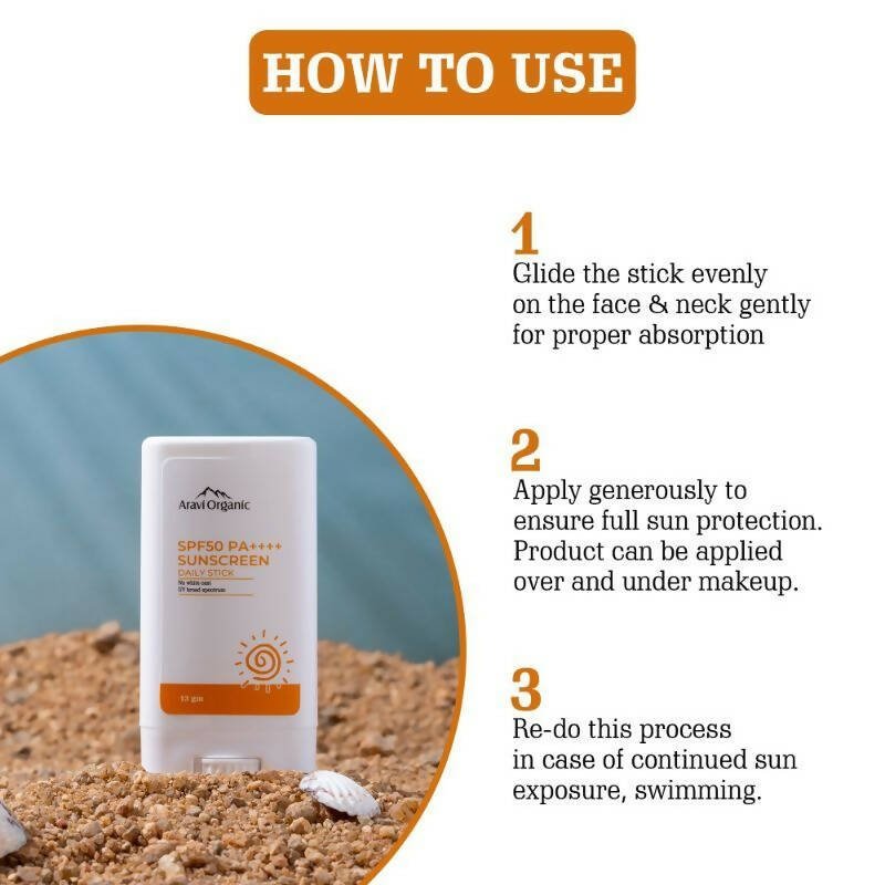 Aravi Organic SPF 50+ Daily Sunscreen Stick | Swadesiicart
