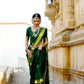 DEIANA'S Beautiful Designer Golden zari Soft Lichi Silk Saree - Green - Swadesiicart