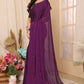 Aafreen Partywear Designer Purple Satin Chiffon Fancy Saree