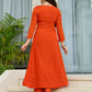 The52 Orange Women's Gorgeous Embroidered Chinon Fabric Flared Kurta Pant and Dupatta Set - Swadesiicart