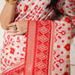 Shree Shyam Fashion Linen Cotton Red & White Saree