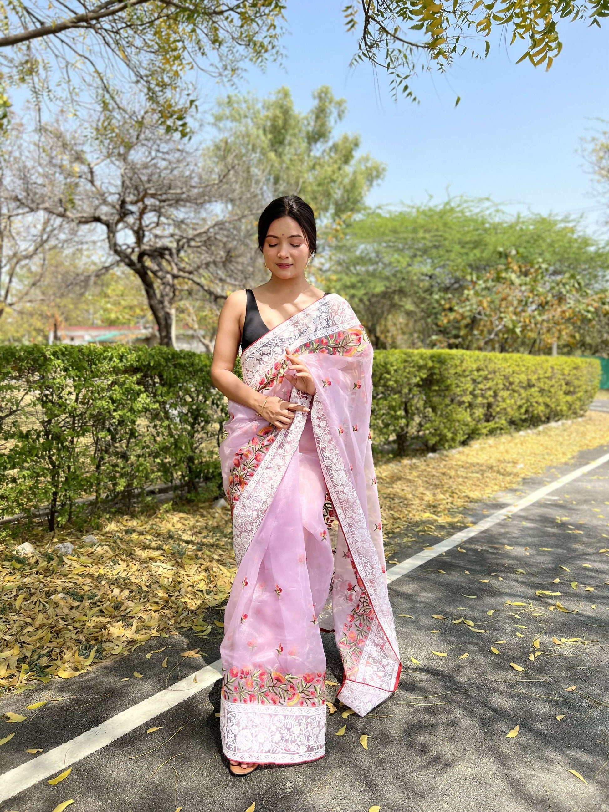Vamsee Riddhi-Siddhi -1 Lavender Organza Saree - Swadesiicart
