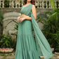 Janasya Sage Green Georgette Embellished Lehenga Choli | Swadesiicart